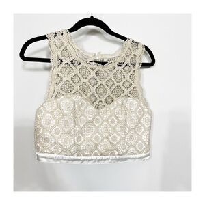 Sequin Hearts Knit crop top Cream Lace Size 11